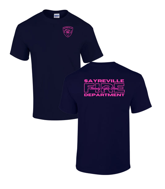 Sayreville Fire Navy Breast Cancer Awareness T-Shirt