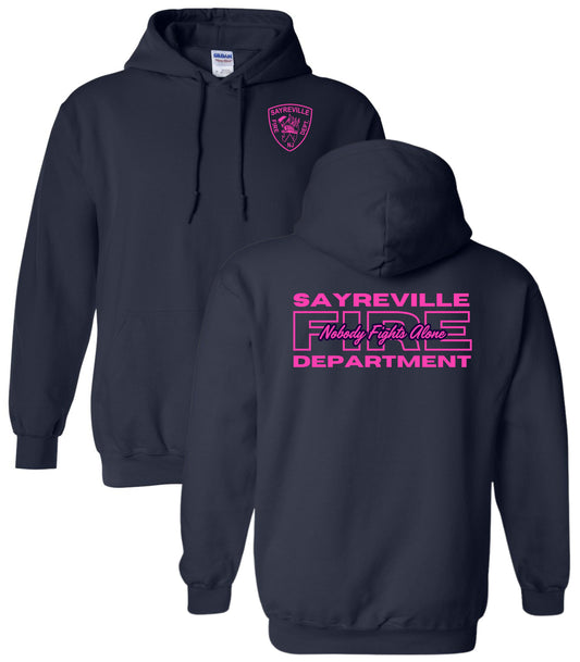 Sayreville Fire Navy Breast Cancer Awareness Hooded Sweatshirt