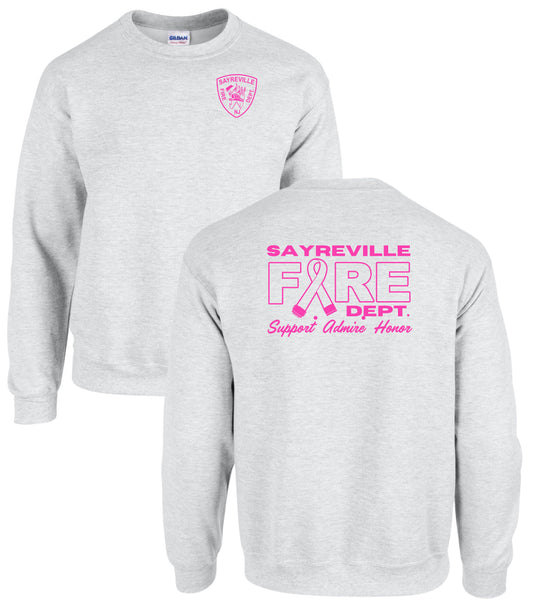 Sayreville Fire Breast Cancer Awareness Crewneck Sweatshirt