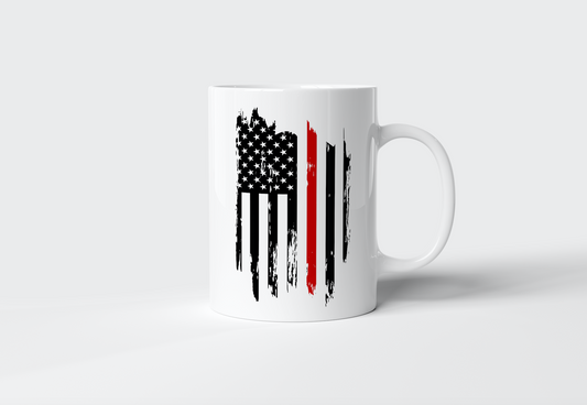 Distressed Thin Red Line Mug