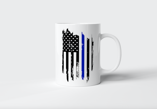 Distressed Thin Blue Line Mug